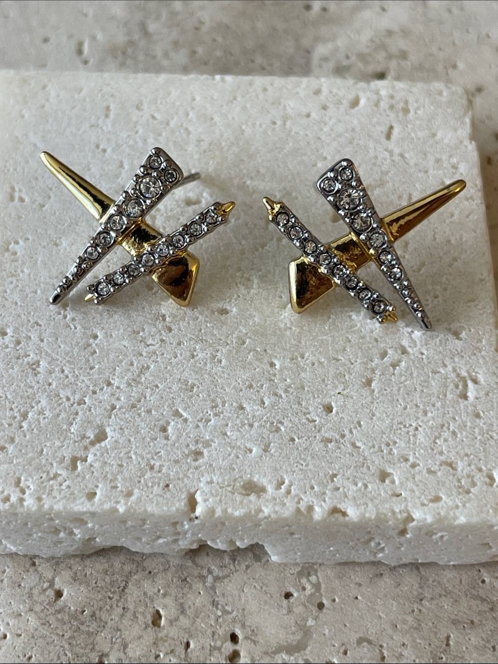 Alexis Bittar Gold-Tone Lightning Crystal Stud Earrings